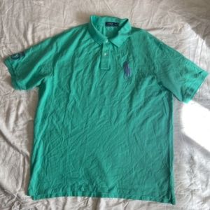 POLO RALPH LAUREN MENS PRE OWNED 2-BUTTON MESH SHIRT TEAL 3XLT